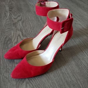 Audrey Brooke Red Suede Strap Heels